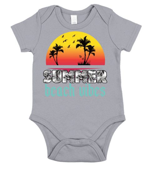 Summer beach vibes with beautiful beach and palms Short Sleeve Baby One-Piece