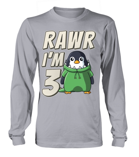 RAWR Im 3 Dinosaur Costume 3rd Birthday Party Women's Long Sleeve