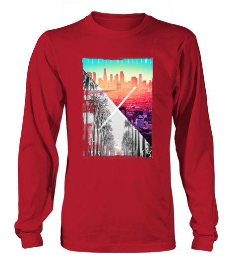 Cool Los Angeles Skyline Palm Tree Artistic Women's Long Sleeve