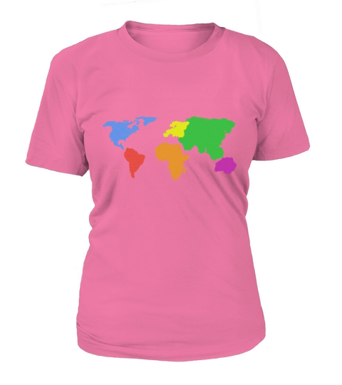 World Map Earth Continents and Oceans Colored Gift Women's T-Shirt