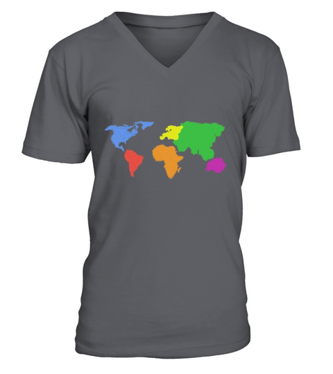 World Map Earth Continents and Oceans Colored Gift Men's V-Neck T-shirt