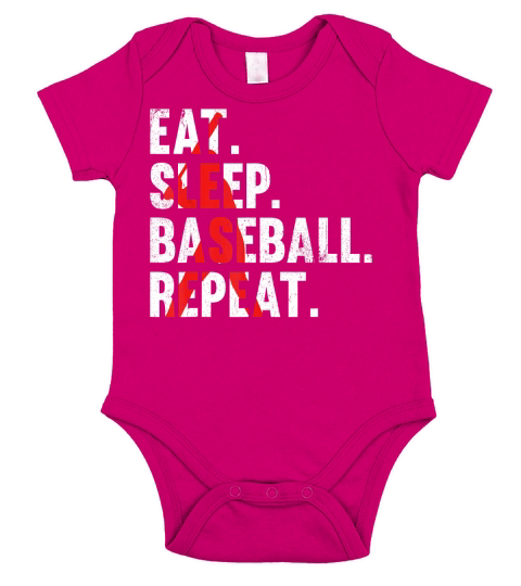 Eat Sleep Baseball Repeat, Funny Mens Tee for Sport Lovers T-Shirt Short Sleeve Baby One-Piece