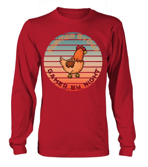 Vintage Farmer by Day Gamer By Night Long sleeved Unisex