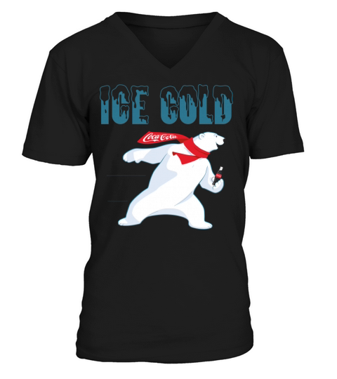 Coca Cola Ice Cold Coke Bear Pullover Men's V-Neck T-shirt