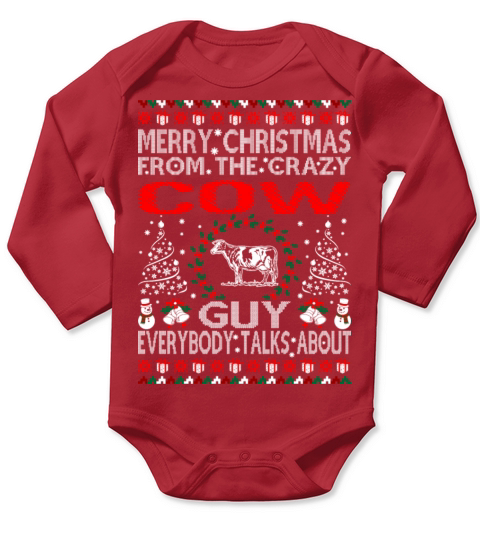 Merry Christmas From Cow Guy Ugly Sweater Tshirt Long Sleeve Baby One-Piece