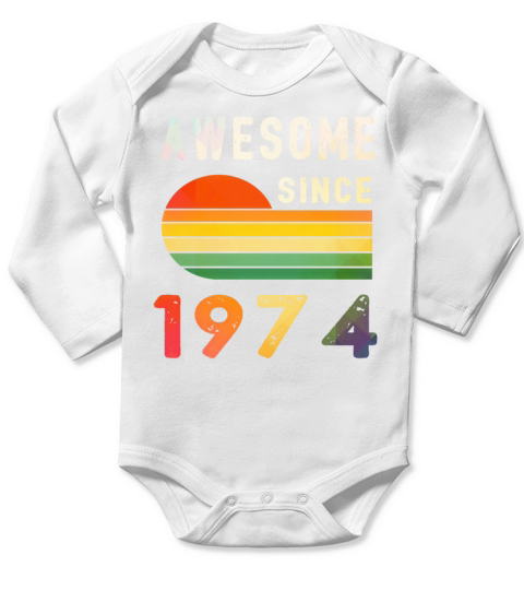 1974 Birthday Retro Vintage Gift vintage Long Sleeve Baby One-Piece