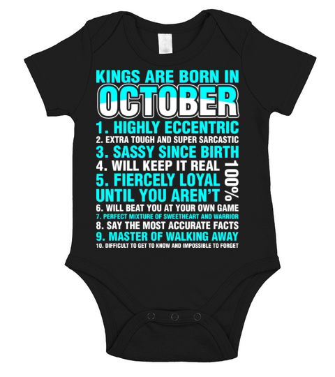 Kings Are Born In October Short Sleeve Baby One-Piece