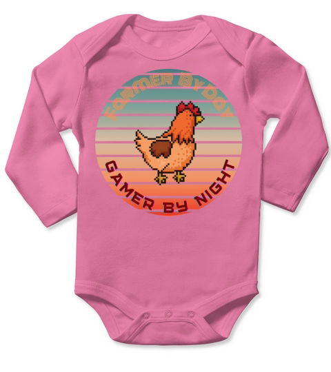 Vintage Farmer by Day Gamer By Night Long Sleeve Baby One-Piece
