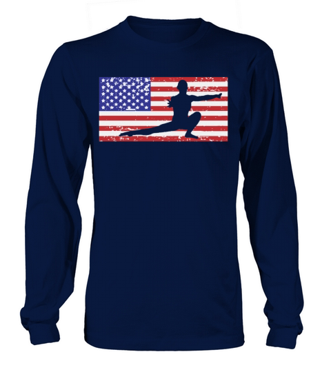 American Flag Vintage USA Flag Acrobatics Gymnast Women's Long Sleeve