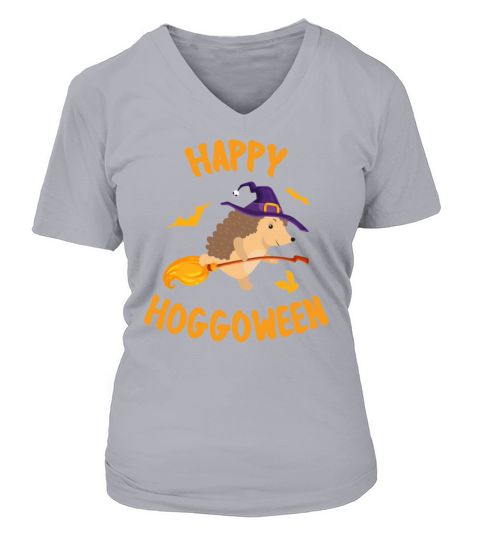 Happy hoggoween funny hedgehog halloween costume Women's V-Neck T-shirt