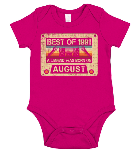 Born on August 30years Bday Vintage Cassette Gift Short Sleeve Baby One-Piece