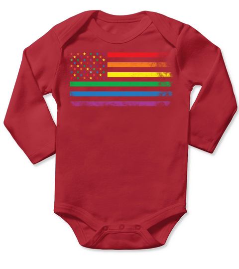 Rainbow American Flag Long Sleeve Baby One-Piece