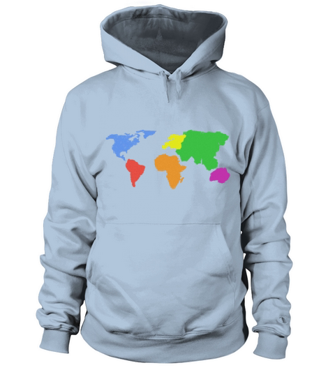 World Map Earth Continents and Oceans Colored Gift Women's Hoodie