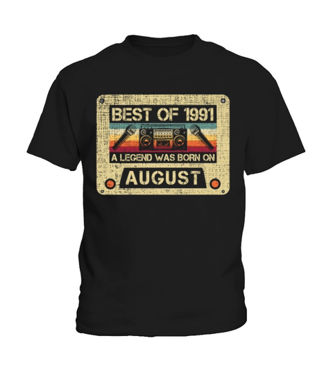 Born on August 30years Bday Vintage Cassette Gift Kids T-Shirt