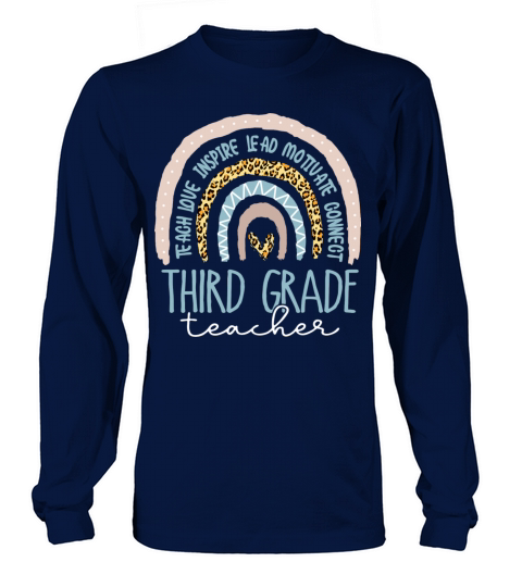 Womens Third Grade Teacher Leopard Rainbow Women's Long Sleeve