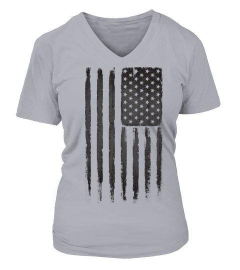 American flag Black Women's V-Neck T-shirt