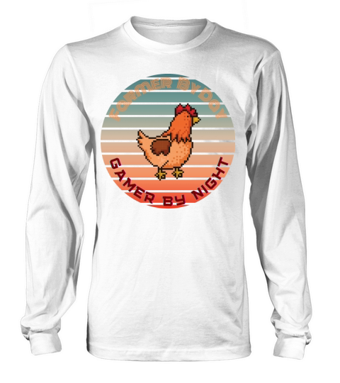 Vintage Farmer by Day Gamer By Night Long sleeved Unisex
