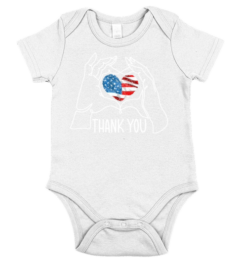 Thank You USA Flag American Military Veterans Day Short Sleeve Baby One-Piece