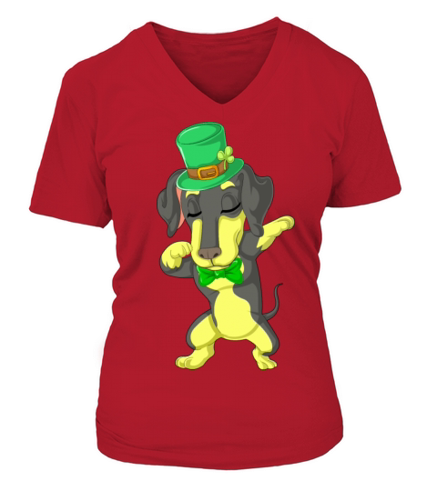 dabbing daschund st patricks day Women's V-Neck T-shirt