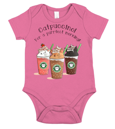 Catpuccino for a perfect morning Short Sleeve Baby One-Piece