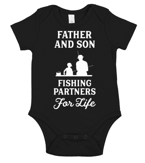 Father And Son Fishing Partners For Life T Shirt Short Sleeve Baby One-Piece