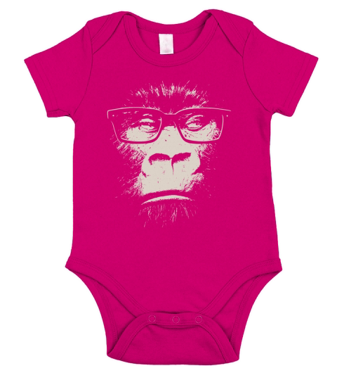 Hipster Gorilla With Glasses Short Sleeve Baby One-Piece