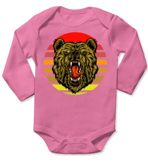 Grizzly bear sunset Long Sleeve Baby One-Piece