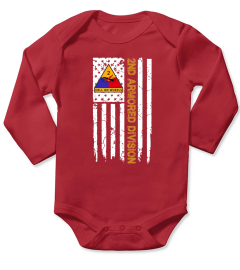 2nd Armored Division American Flag Tshirt Long Sleeve Baby One-Piece