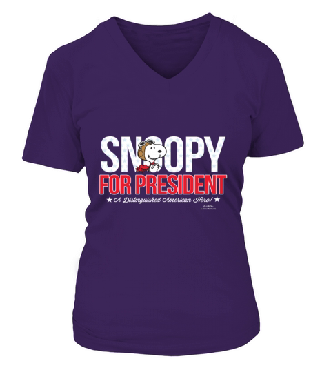Peanuts Snoopy For President A Distinguished Ameri Women's V-Neck T-shirt