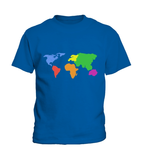 World Map Earth Continents and Oceans Colored Gift Kids T-Shirt