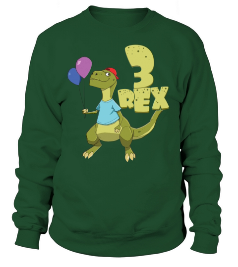 Kids Three Rex T-Rex Birthday 3 Year Old Girl Boy Women's Sweatshirt