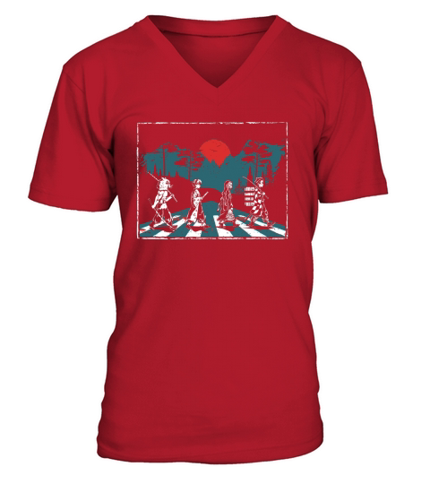 Demon Slayer Abbey Road Tanjiro Nezuko Zenitsu Inosuke V-Neck T-shirt