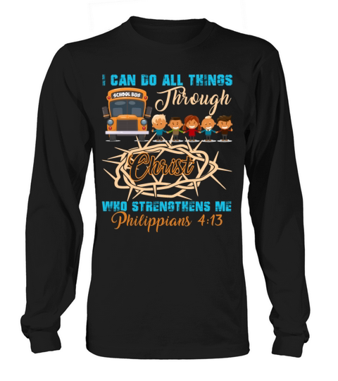 I Can Do All Things School Bus T Shirt Women's Long Sleeve
