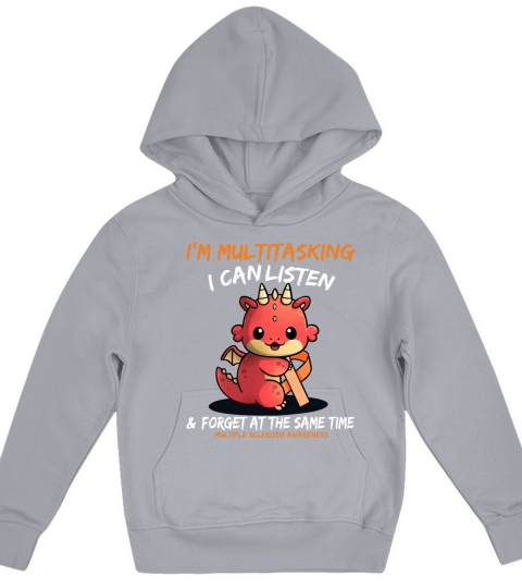 Baby Dragon I am multitasking i can listen forget at the same time multiple sclerosis awareness Kids Hoodie