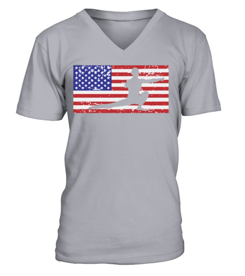 American Flag Vintage USA Flag Acrobatics Gymnast Men's V-Neck T-shirt