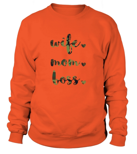 Wife Mom Boss Camouflage Word Art Women's Sweatshirt