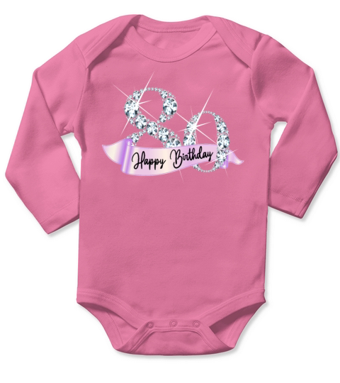 Happy Birthday 80th Birthday Gift Diamond Glamour Long Sleeve Baby One-Piece