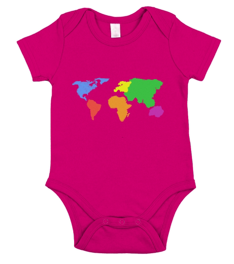 World Map Earth Continents and Oceans Colored Gift Short Sleeve Baby One-Piece