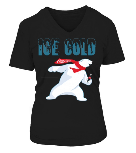 Coca Cola Ice Cold Coke Bear Pullover Women's V-Neck T-shirt