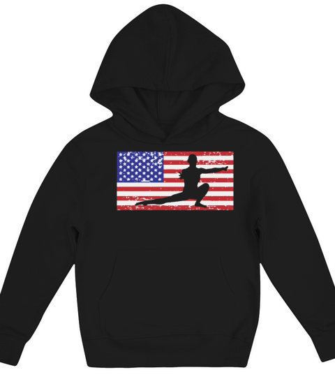 American Flag Vintage USA Flag Acrobatics Gymnast Kids Hoodie