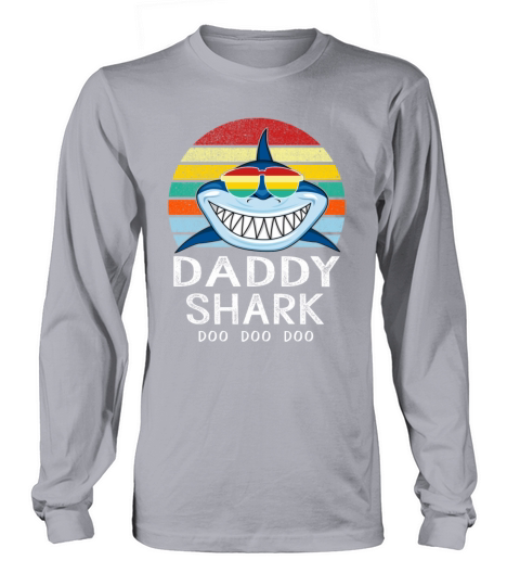 Retro Vintage Daddy Shark Tshirt gift for Father Women's Long Sleeve