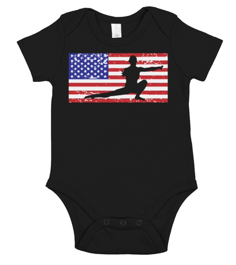 American Flag Vintage USA Flag Acrobatics Gymnast Short Sleeve Baby One-Piece