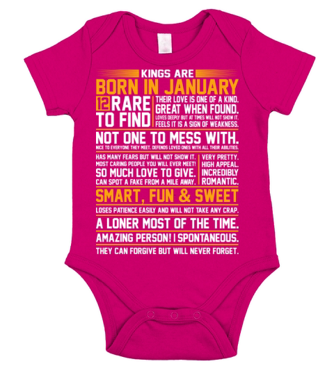 Kings Are Born In January Short Sleeve Baby One-Piece