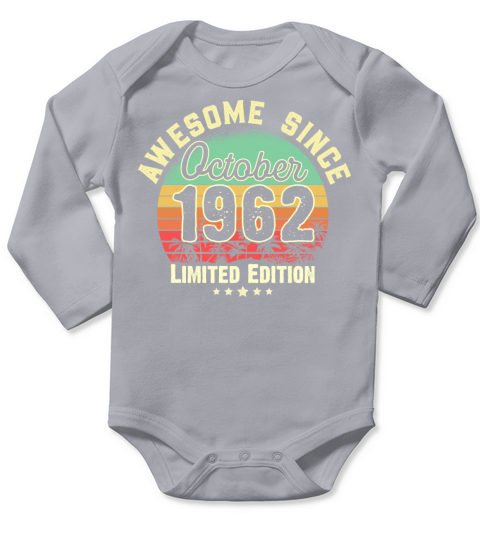 October 1962 59th Year Old Birthday Gift Retro Long Sleeve Baby One-Piece
