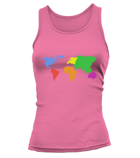 World Map Earth Continents and Oceans Colored Gift Women's Tank Top
