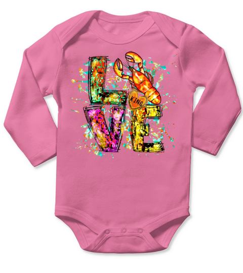 Love Crawfish King Leopard Look Long Sleeve Baby One-Piece