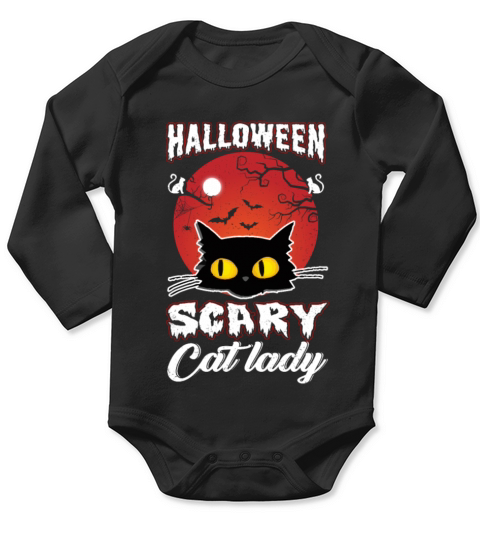 Happy Halloween Scary Cat Lady Long Sleeve Baby One-Piece