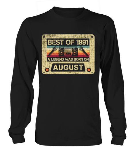 Born on August 30years Bday Vintage Cassette Gift Men's Long Sleeve