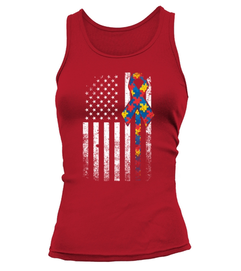 Autism Awareness Autistic American Flag USA Tank top Woman
