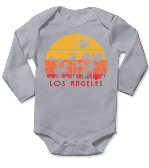 Vintage Style Los Angeles Beach Palm Sunset Long Sleeve Baby One-Piece